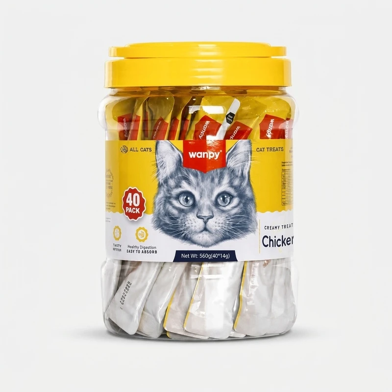 بستنی گربه ونپی مدل Creamy Treat Pack طعم مرغ وزن 14 گرم بسته 40 عددی