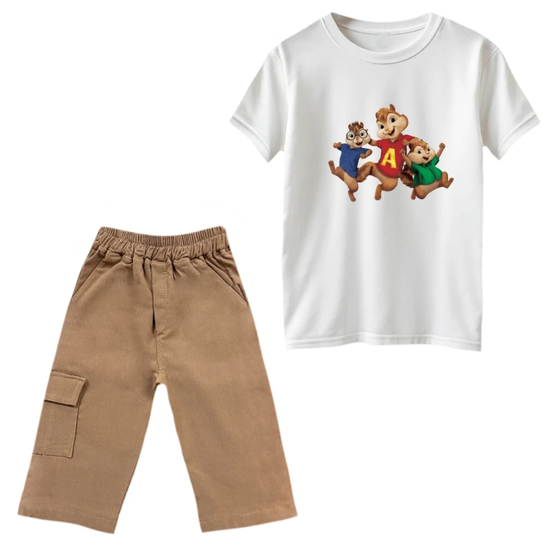 ست تی‌شرت و شلوارک پسرانه مدل آلوین کد 2