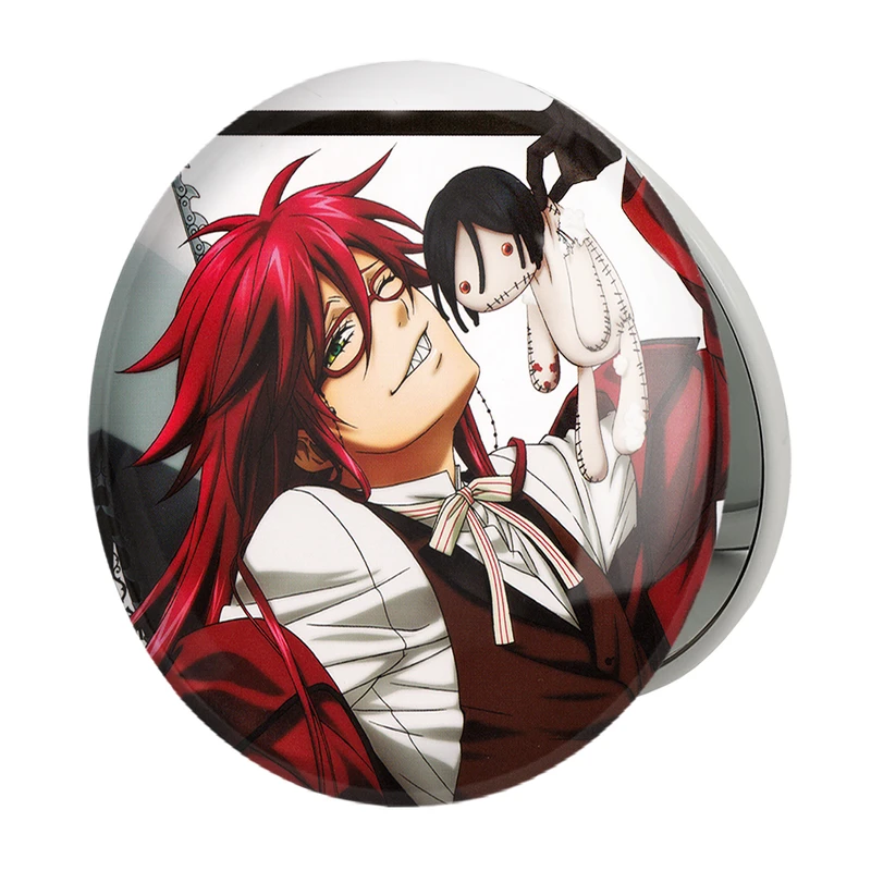 آینه جیبی خندالو طرح گریل انیمه خادم سیاه Black Butler مدل تاشو کد 16312 