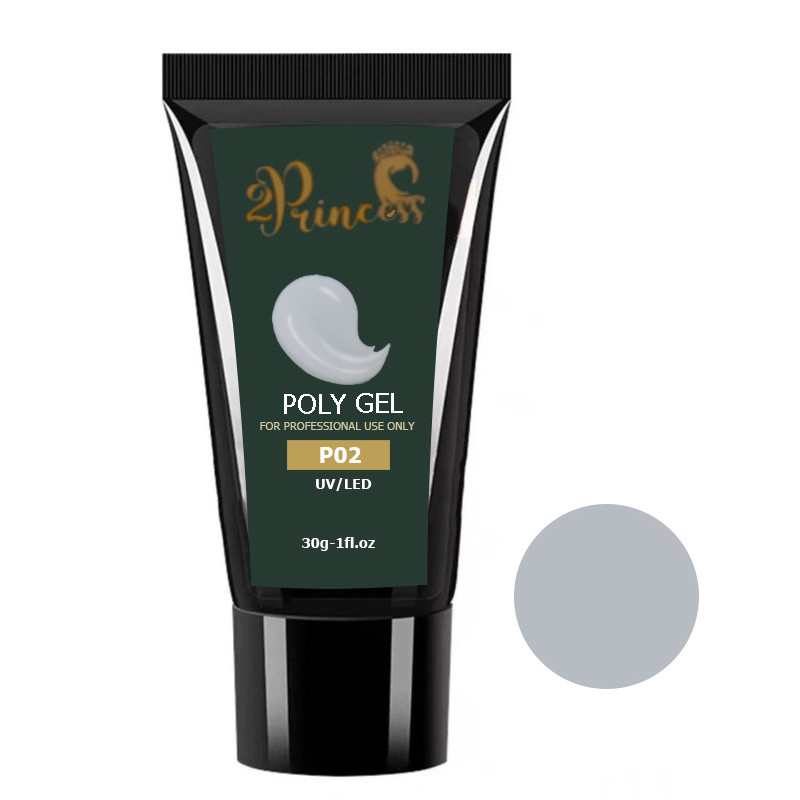پلی ژل کاشت ناخن پرنسس مدل P02 وزن 30 گرم رنگ طوسی