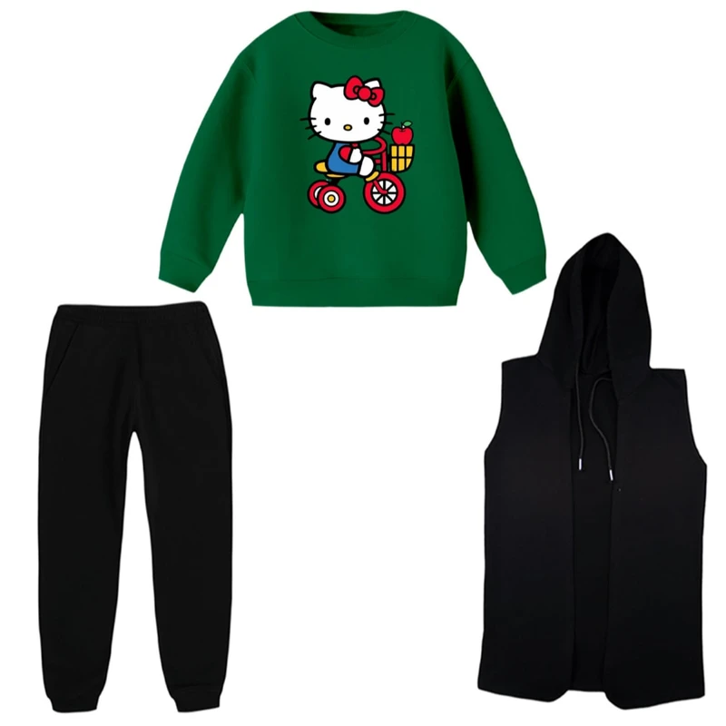 ست 3 تکه لباس راحتی بچگانه مدل کیتی کد ۲  