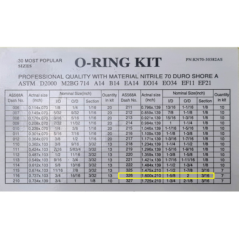 اورینگ وایتون تک سیل مدل AS568-326 بسته 3 عددی