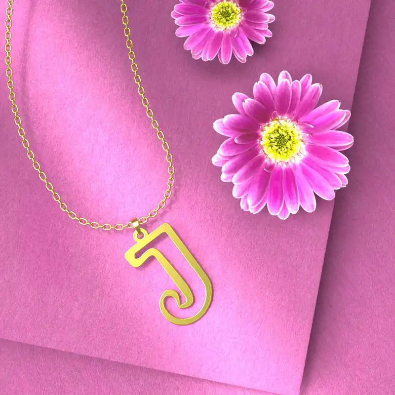 گردنبند طلا 18 عیار زنانه مدوپد مدل حرف J کد H3-1-1090