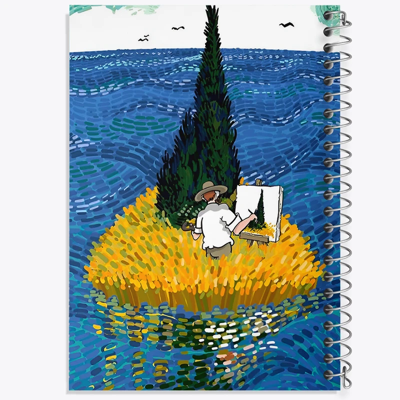 دفتر شطرنجی 50 برگ خندالو طرح ونسان ونگوگ کد F6497