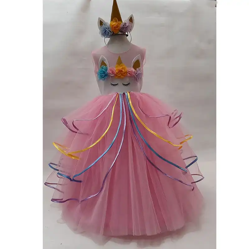 ست پیراهن و تل مو دخترانه مدل یونیکورن