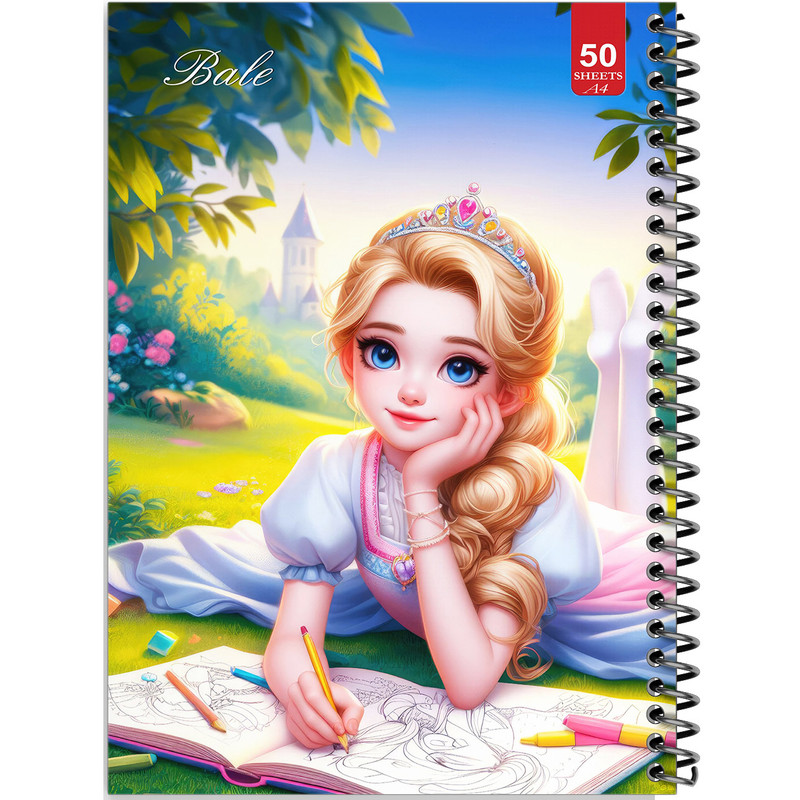 دفتر نقاشی 50 برگ انتشارات بله طرح دخترانه کد A4-L137