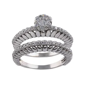 انگشتر نقره زنانه جواهری سون مدل 2629 مجموعه 2 عددی