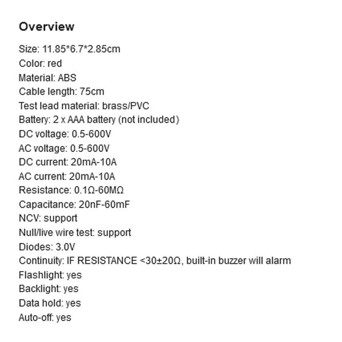 مینی مولتی متر دیجیتال ANENG مدل M118A