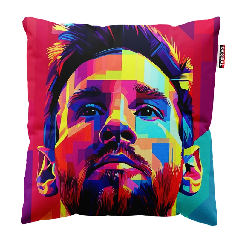 کوسن پاد آفرین مدل فوتبالی لیونل مسی کد PK304474 سایز 30*30 سانتی متر