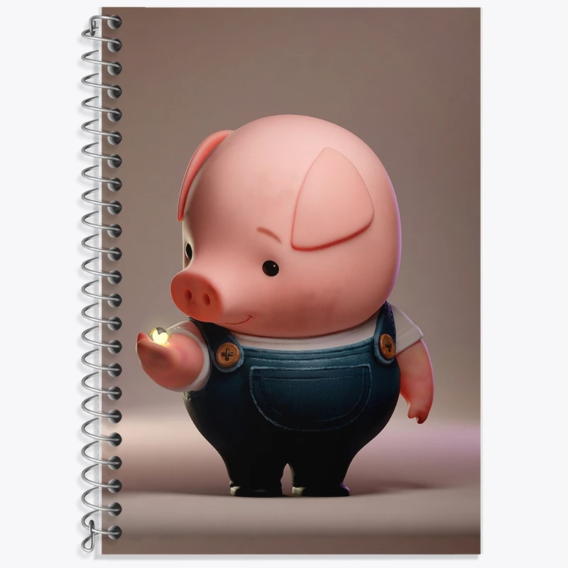 دفتر زبان 50 برگ خندالو مدل سه خط طرح خوک بامزه کد F382