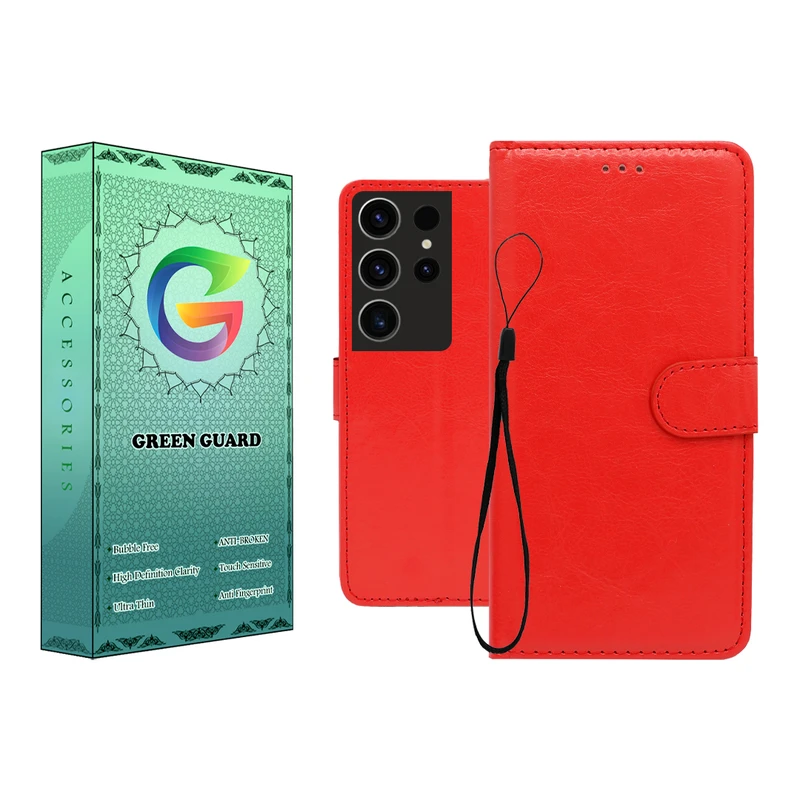 کیف کلاسوری گرین گارد طرح چرمی مدل Landing مناسب برای گوشی موبایل سامسونگ Galaxy S23 Ultra به همراه بند آویز