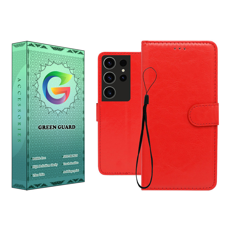 کیف کلاسوری گرین گارد طرح چرمی مدل Landing مناسب برای گوشی موبایل سامسونگ Galaxy S23 Ultra به همراه بند آویز