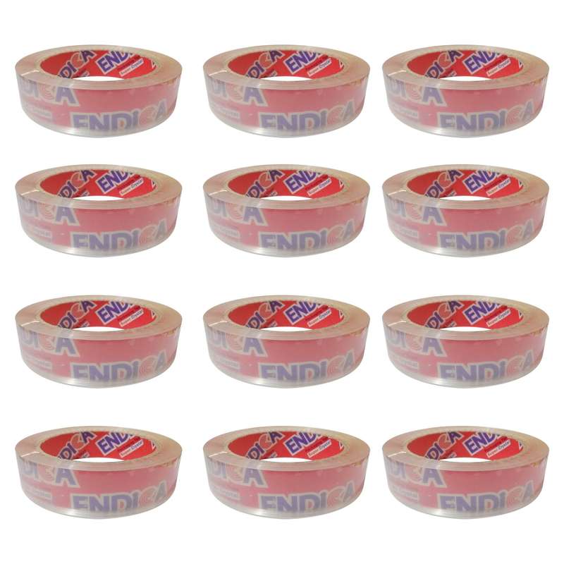 چسب نواری اندیکا مدل بی صدا عرض 2.5 سانتی متر بسته 12 عددی
