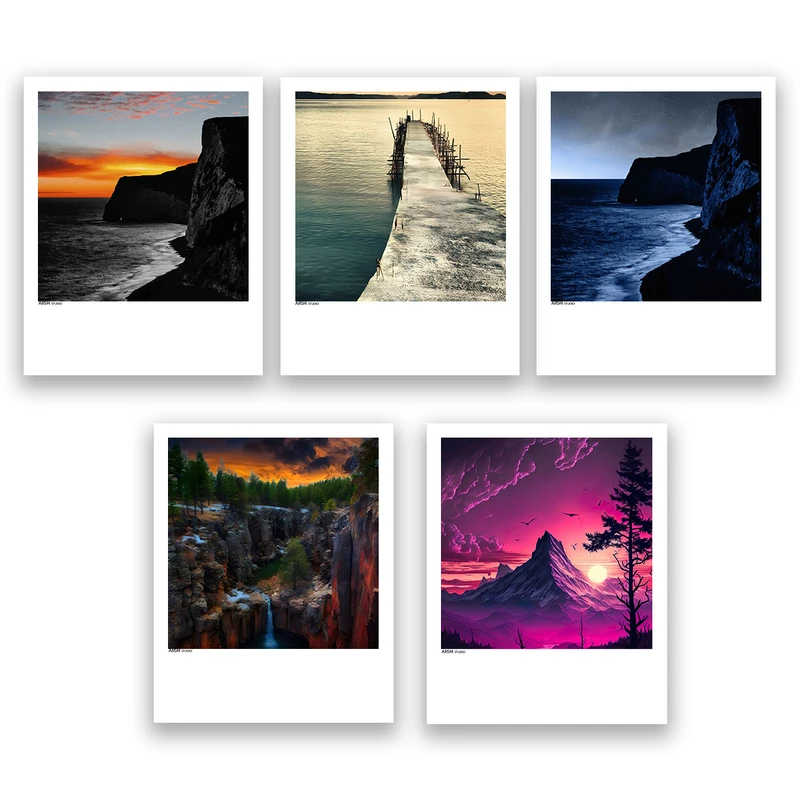 آویز تزیینی عرش مدل فانتزی منظره طبیعت کد Asa902 مجموعه پنج عددی