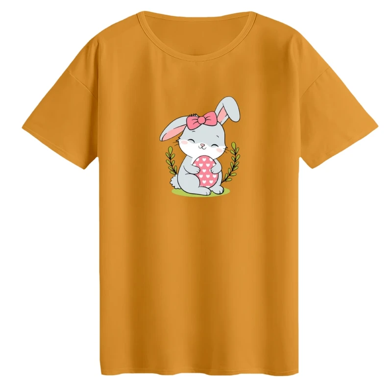 تی‌شرت لانگ آستین کوتاه زنانه مدل خرگوش کد 03 رنگ پرتقالی