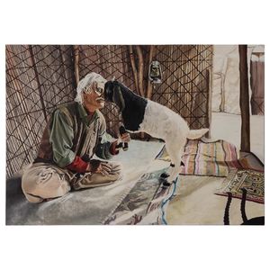 تابلو نقاشی رنگ روغن به سبک رئالیسم طرح پیرمرد