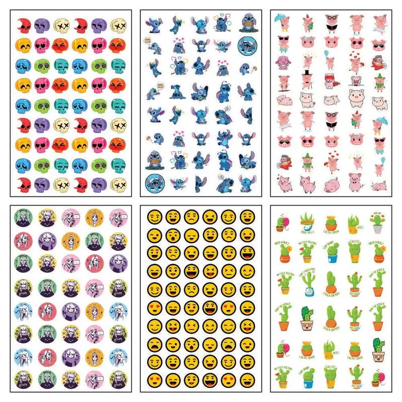 برچسب لنز ناخن طرح شکلک اسکلت کد N68 مجموعه 6 عددی