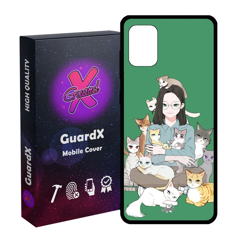 کاور گارد ایکس طرح زن و گربه مدل Glass10676 مناسب برای گوشی موبایل سامسونگ Galaxy A31