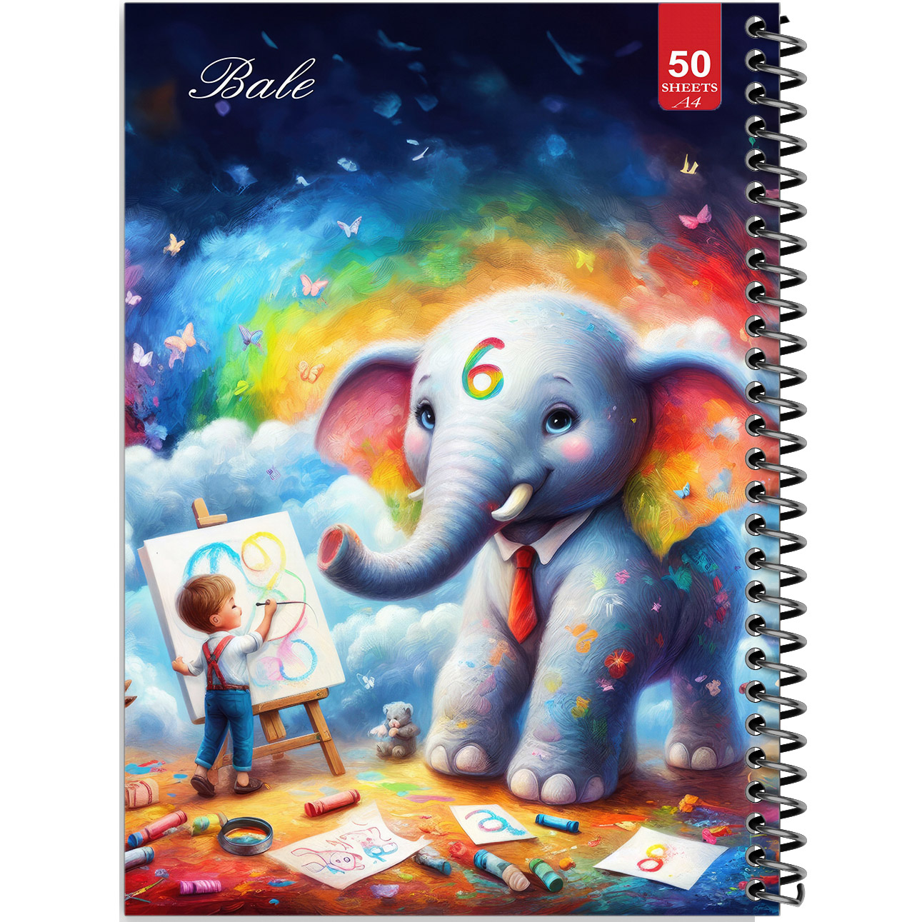 دفتر نقاشی 50 برگ انتشارات بله طرح فیل در حال طراحی کد A4-L198