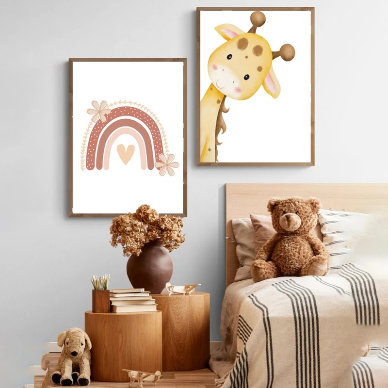 تابلو بکلیت طرح مینیمال اتاق کودک مدل GH-MR-1030 فریم قهوه ای مجموعه 2 عددی