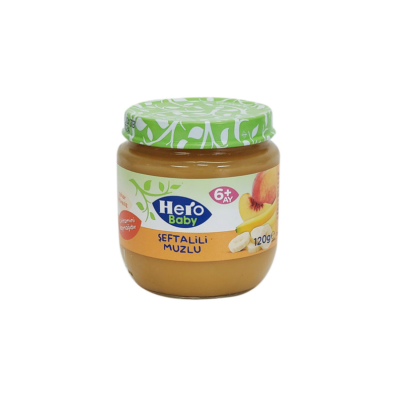 پوره میوه با طعم موز و هلو هرو بیبی - 120 گرم