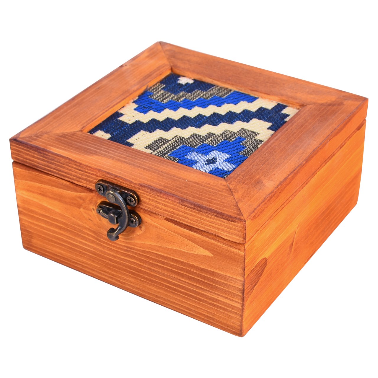 جعبه چوبی گروه هنری دست استودیو طرح جاجیم مربع مدل 00-09 سایز متوسط