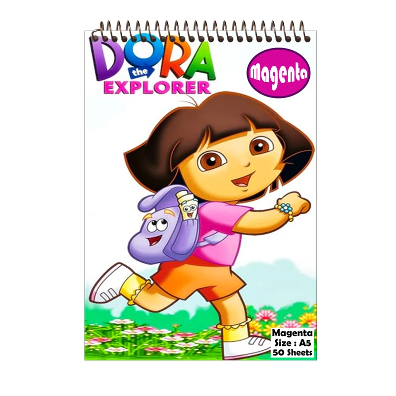 دفتر نقاشی 50 برگ مجنتا طرح دورا کد 0057