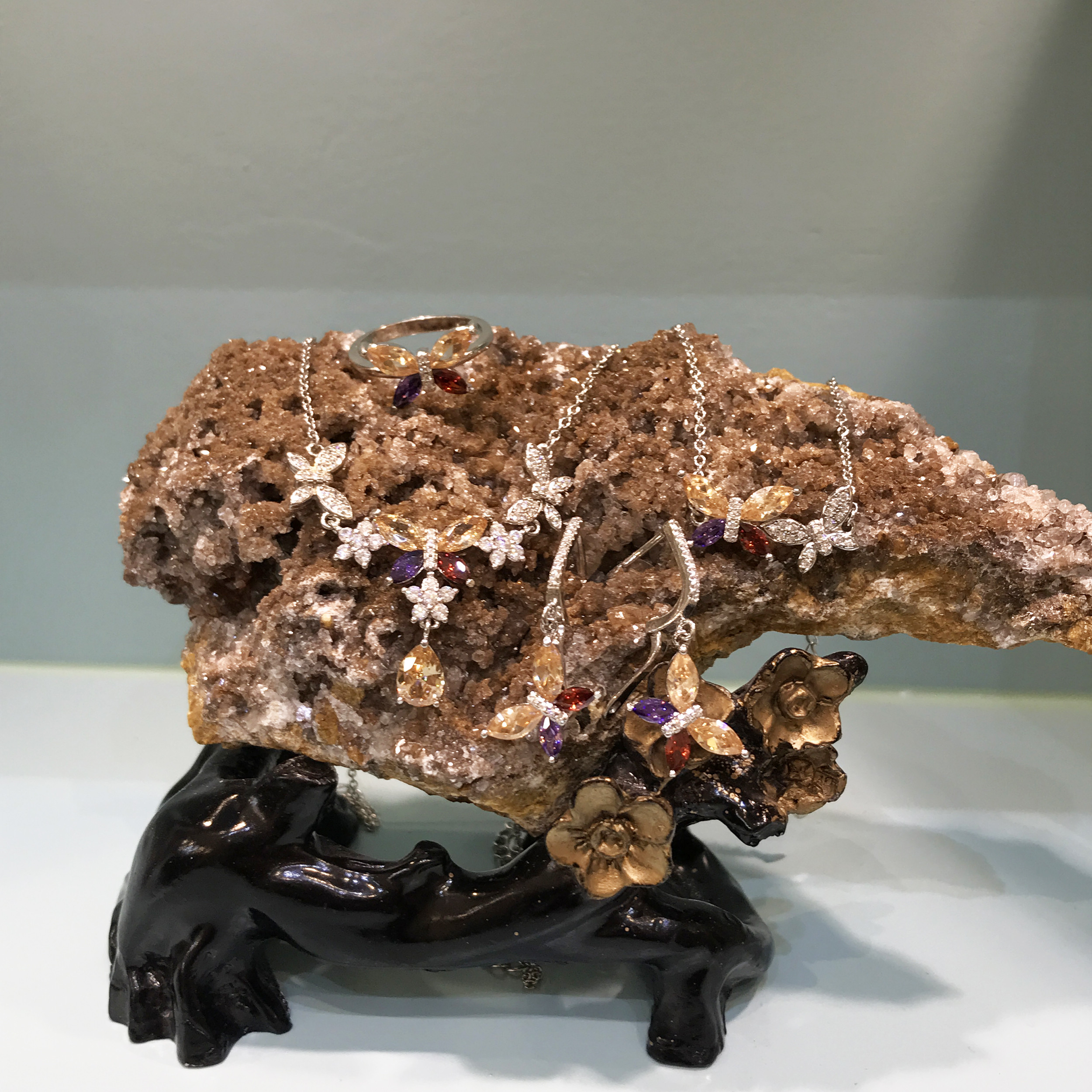 ست نقره زنانه مدل سوپر لوکس گل 443-2