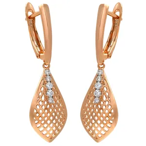 گوشواره زنانه ژوپینگ مدل لوزی نگین دار کد TE-204