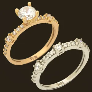 انگشتر طلا 18 عیار زنانه طلای مستجابی کد 670167 مجموعه 2 عددی