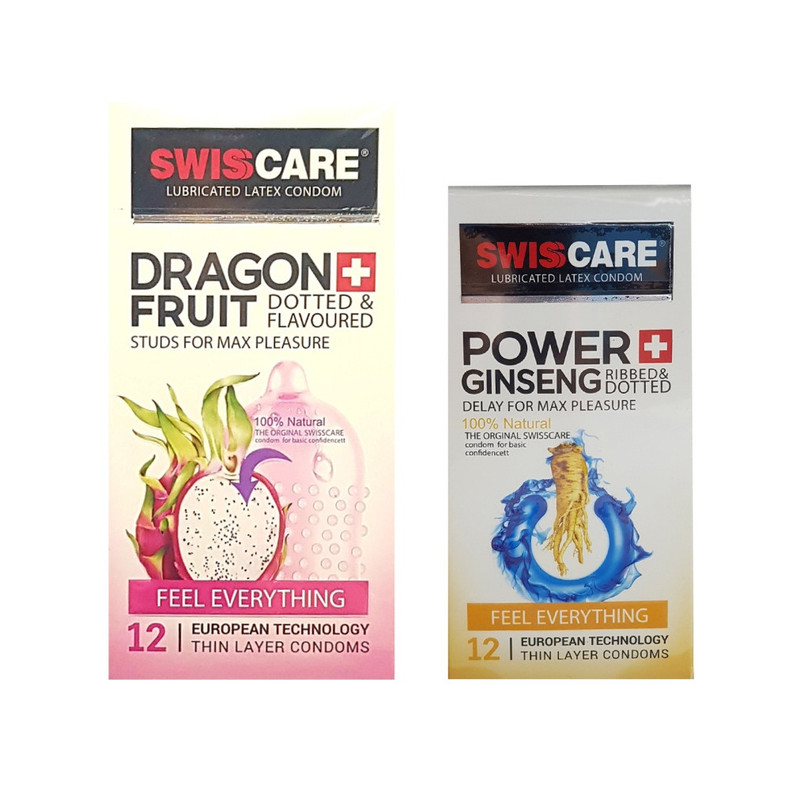 کاندوم سوئیس کر مدل DRAGON FRUIT بسته 12 عددی به همراه کاندوم سوئیس کر مدل POWER GINSENG بسته 12 عددی کاندوم سوئیس کر مدل DRAGON FRUIT بسته 12 عددی به همراه کاندوم سوئیس کر مدل POWER GINSENG بسته 12 عددی