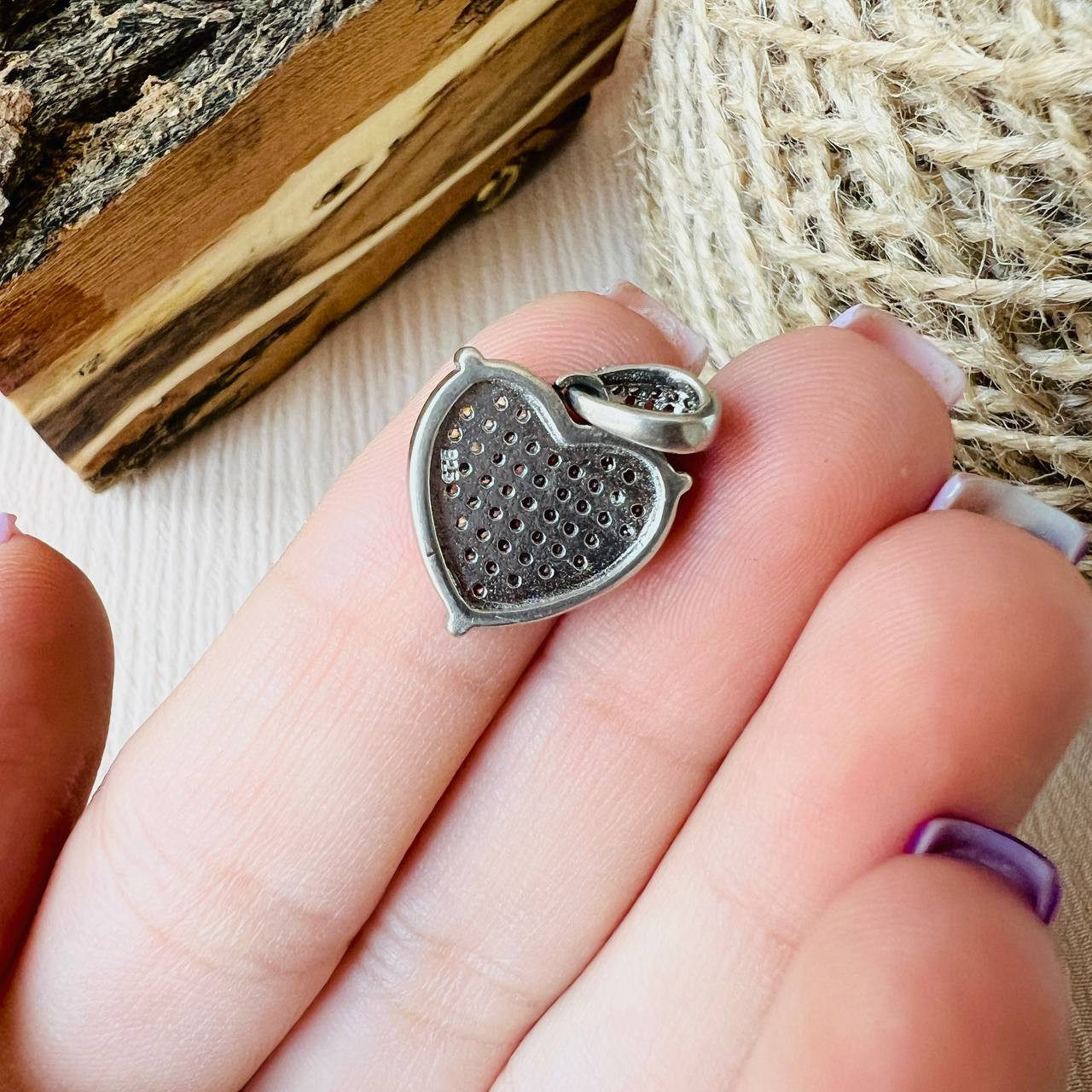 آویز گردنبند نقره زنانه مدل قلب نگینی