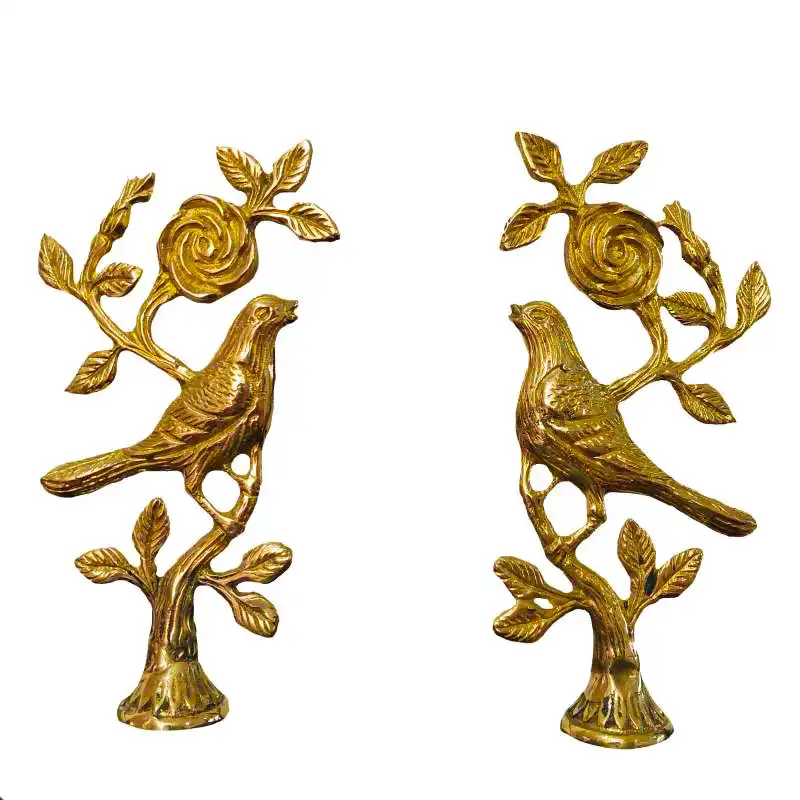 مجسمه برنزی طرح بلبل مدل گل و بلبل مجموعه 2 عددی
