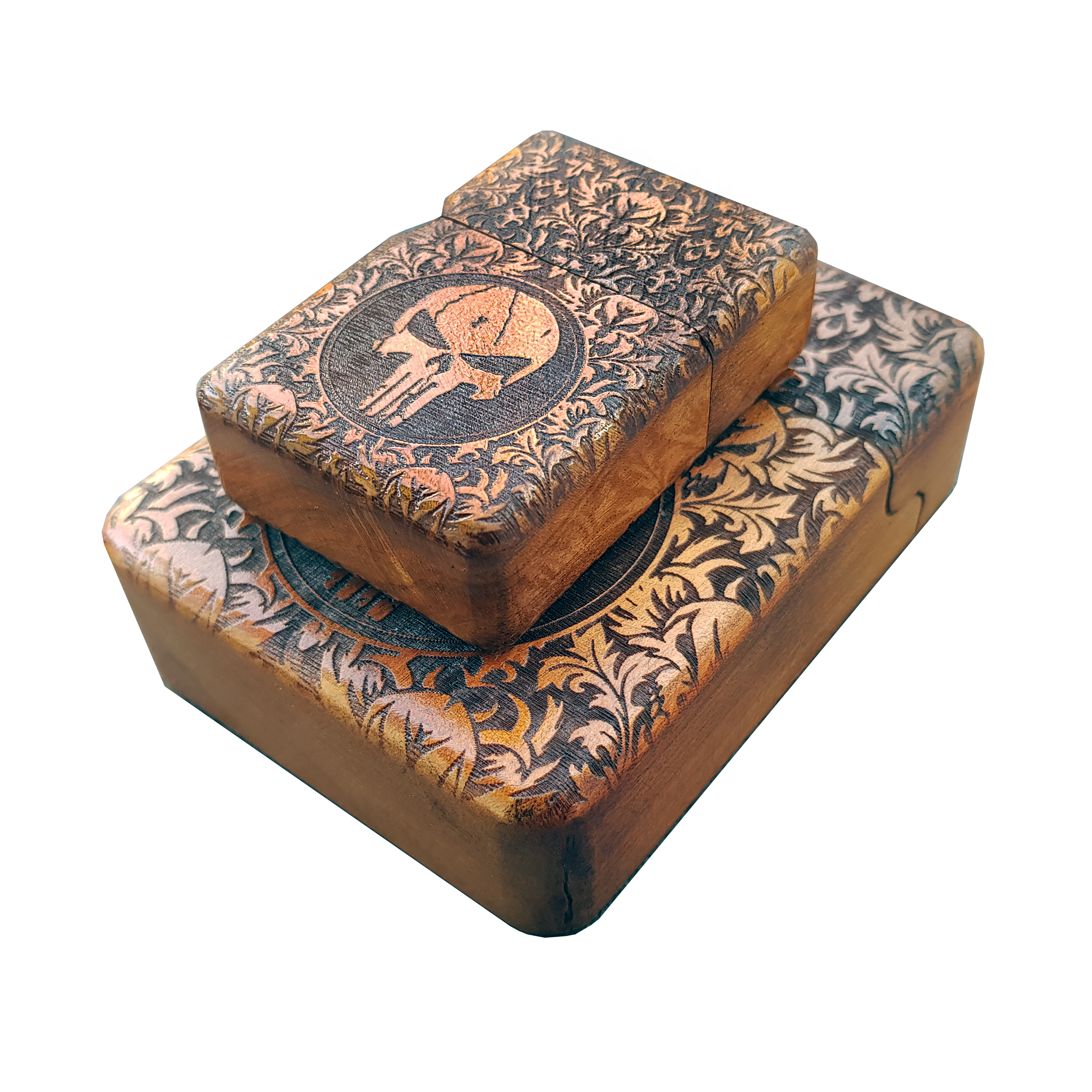 ست هدیه فندک و جاسیگاری چوبیسم مدل punisher