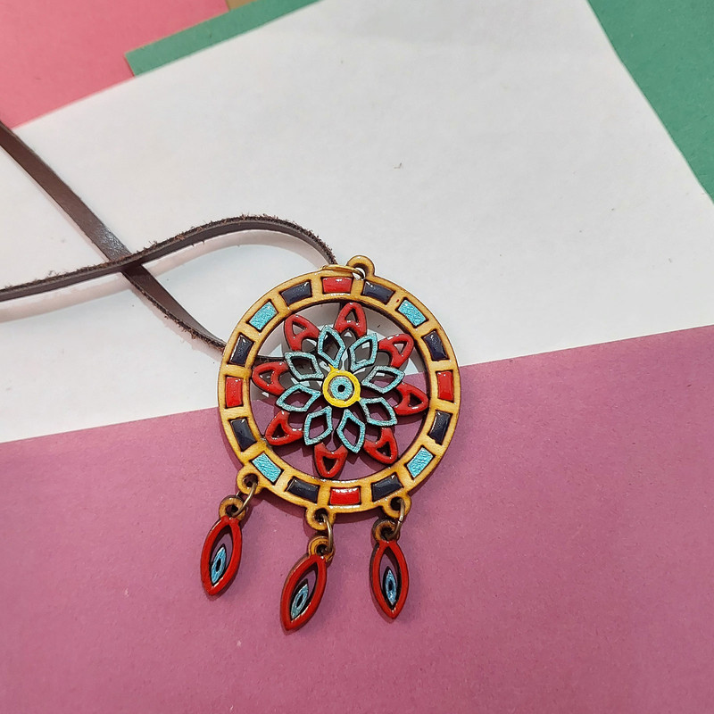 گردنبند زنانه مدل چوبی طرح دریم کچر کد NC014 گردنبند زنانه مدل چوبی طرح دریم کچر کد NC014