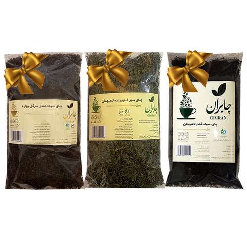 چای ایرانی سیاه سرگل و قلم کلاسیک و سبز قلم کلاسیک چایران - 1100 گرم بسته 3 عددی