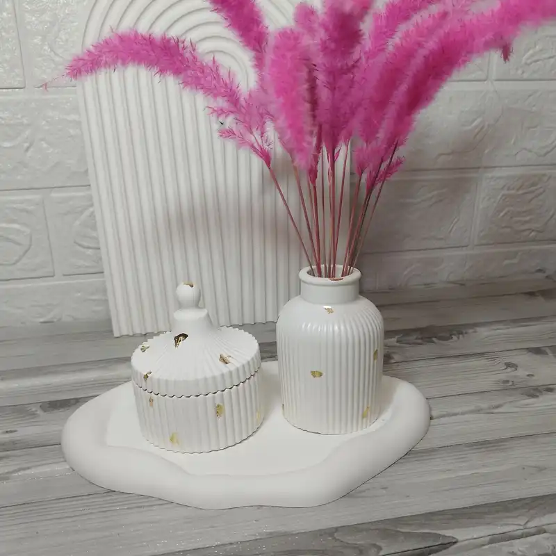 ست قندان و گلدان بتنی کد18 به همراه سینی