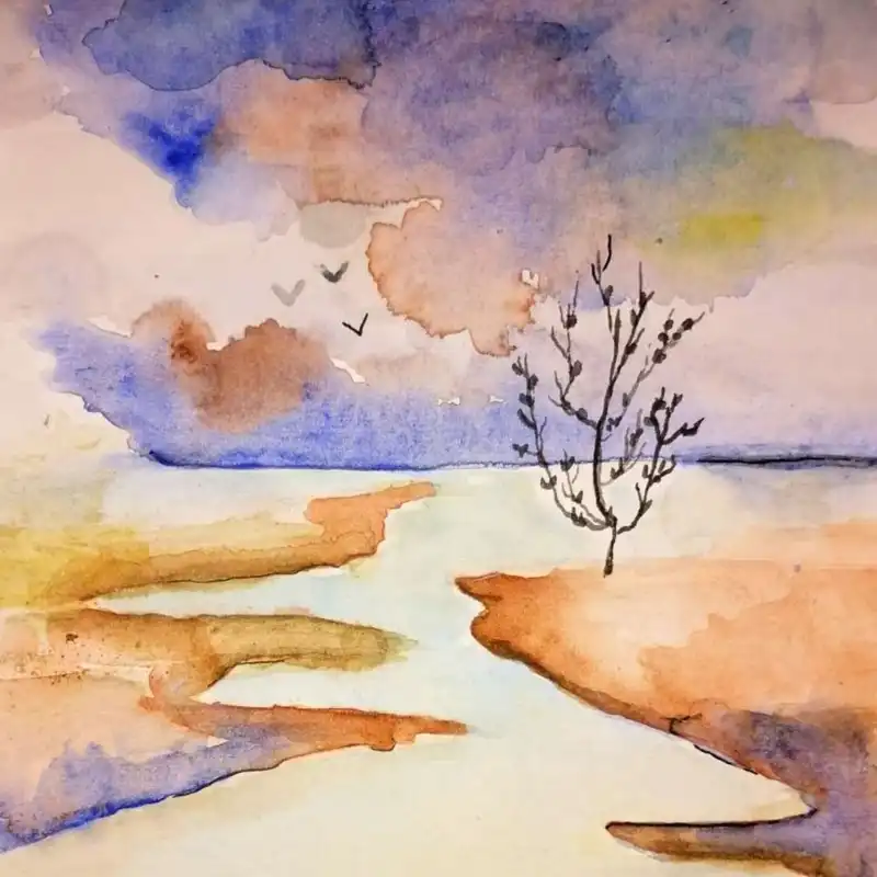 نقاشی آبرنگ مدل رود بی انتها کد 11