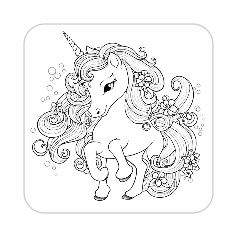 زیر لیوانی کاکتی طرح اسب تک شاخ و یونیکورن مدل mp32036