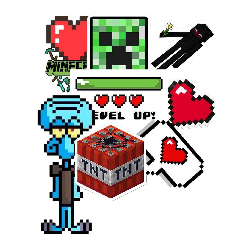 استیکر لپتاب و گوشی طرح ماینکرفت کد 5500   مجموعه 8 عددی
