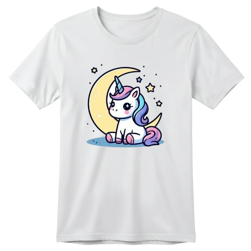 تی شرت آستین کوتاه بچگانه مدل تک شاخ و ماه