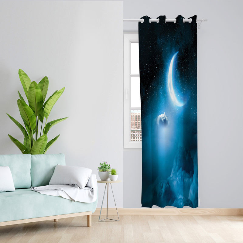 پرده طرح ماه مدل مخمل پانچی کد 2390 z سایز 140x200 سانتی متر