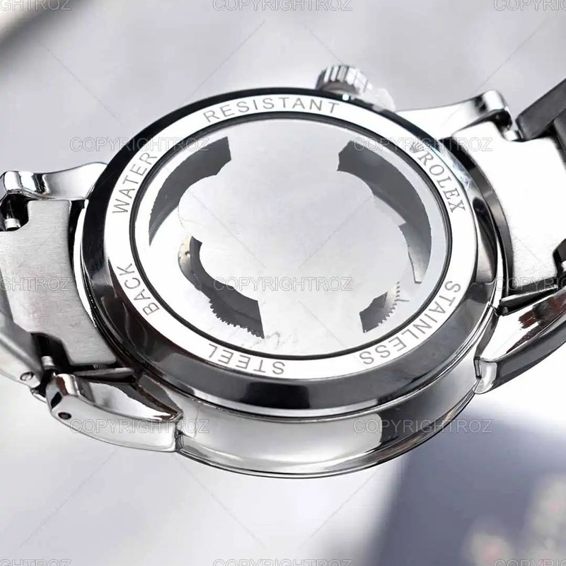 ساعت مچی عقربه‌ای مردانه  مدل پشت شیشه ای موتور پیدا قفل مخفی M_silvr