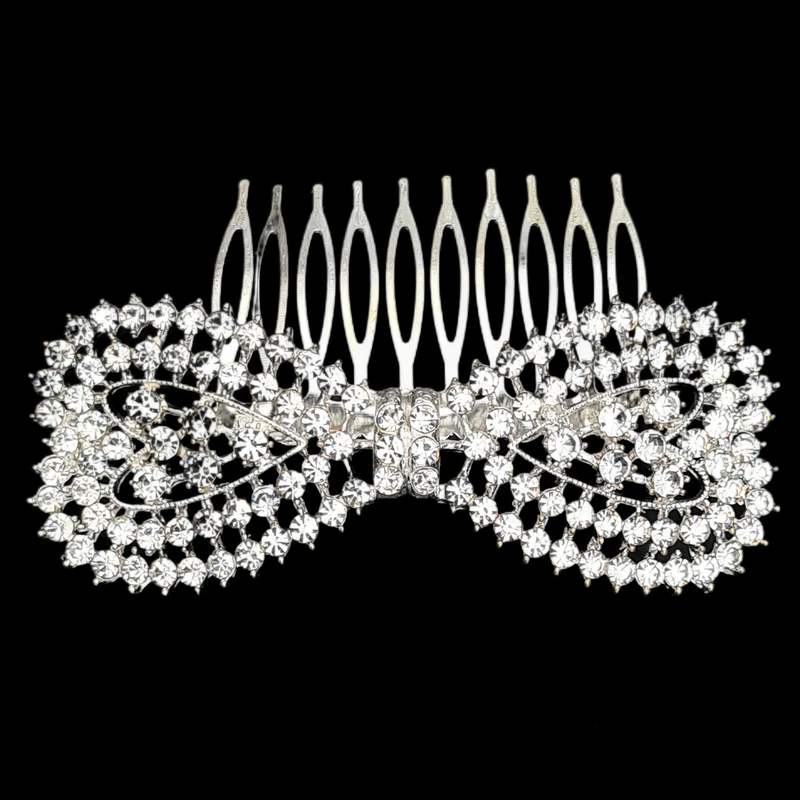 شانه مو زنانه مدل شینیون پاپیون نگین دار کد brg 41