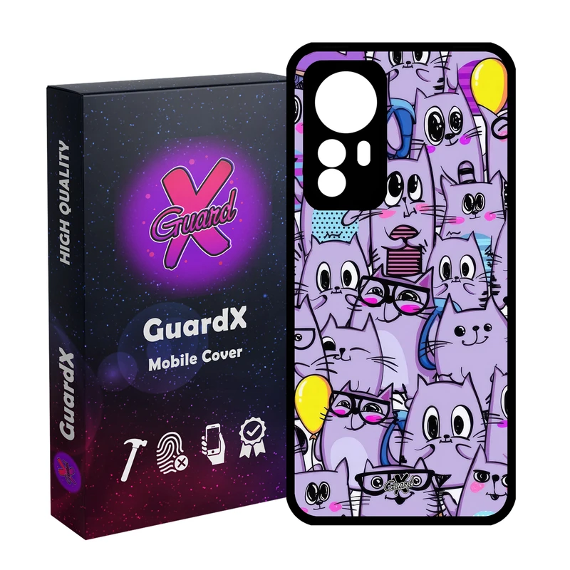 کاور گارد ایکس طرح گربه مدل Glass10709 مناسب برای گوشی موبایل شیائومی Redmi Note 12S