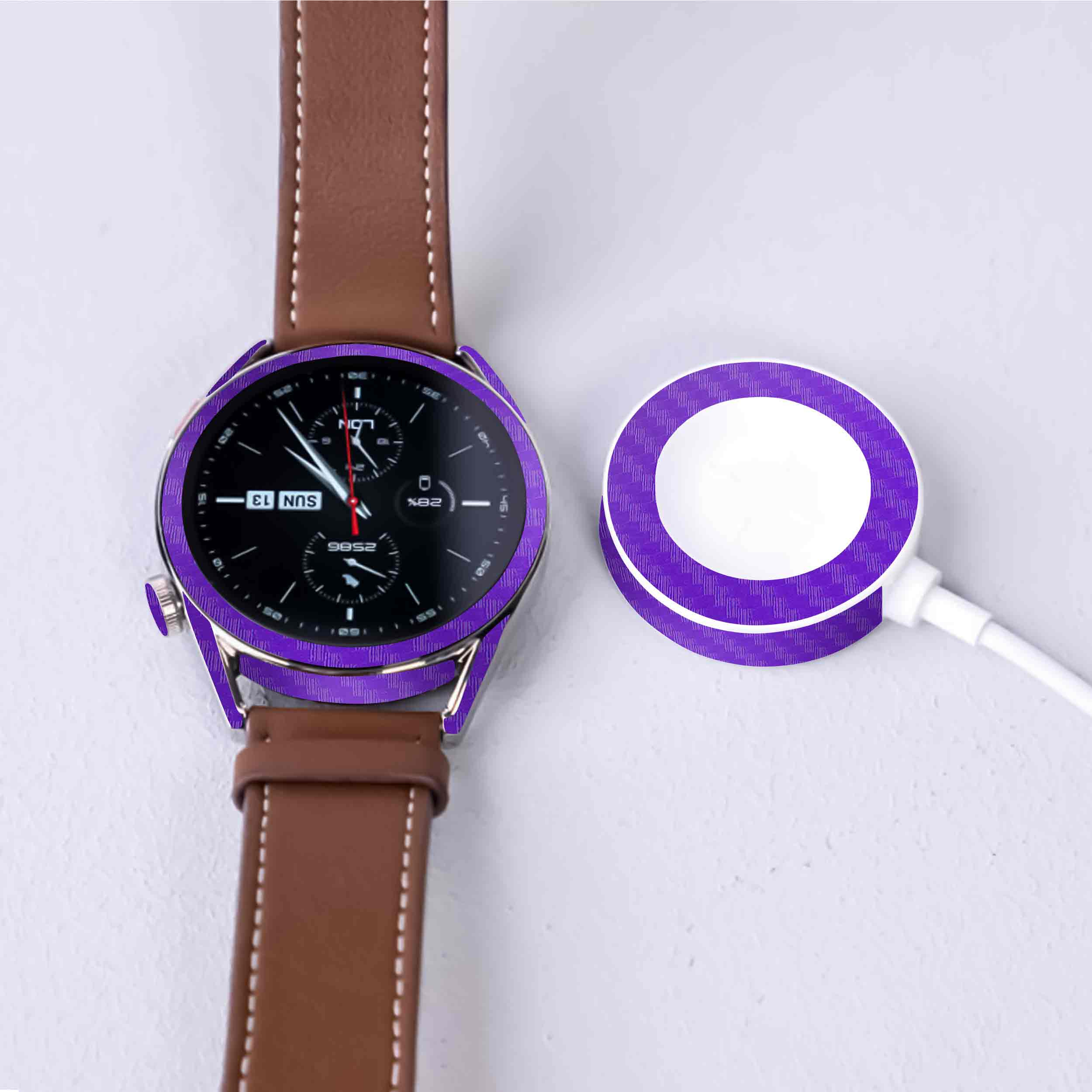 برچسب ماهوت طرح Purple-Fiber مناسب برای ساعت هوشمند هوآوی Watch GT 3 46mm
