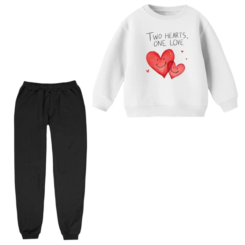 ست سویشرت آستین بلند و شلوار راحتی بچگانه مدل دوقلب