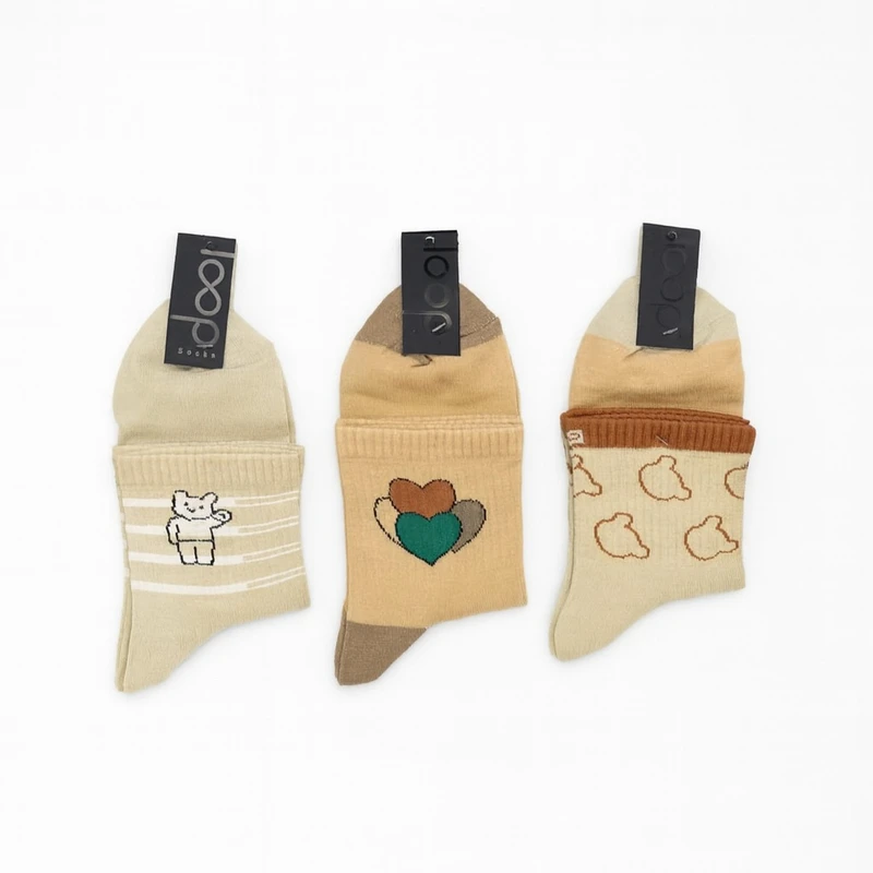 جوراب ساق کوتاه بچگانه مدل 046 بسته 3 عددی