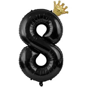بادکنک فویلی لاکی بالونز مدل عدد 8 تاجدار
