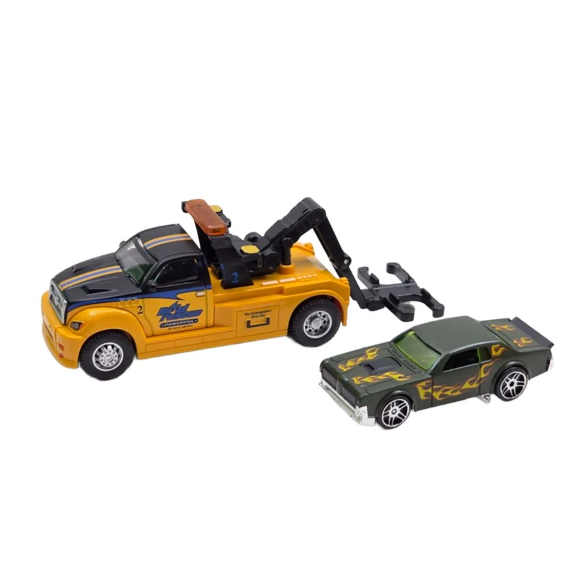 ماشین بازی ناب سل مدل کامیون بازی یدک کش فلزی عقب کش مجموعه دو عددی TRUCK TRANSPORT NAAB003